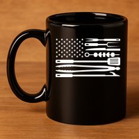 BBQ Tools American Flag 11oz C Handle Ceramic Mug