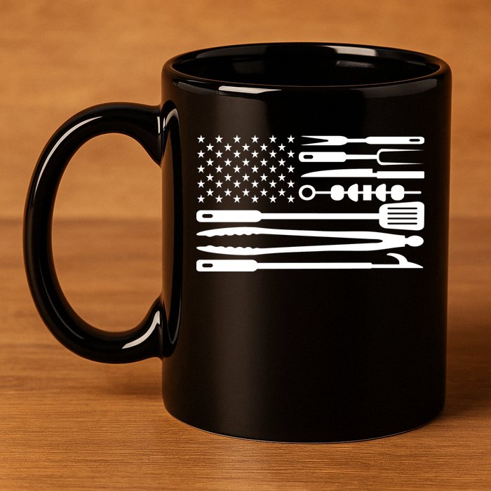 BBQ Tools American Flag 11oz C Handle Ceramic Mug