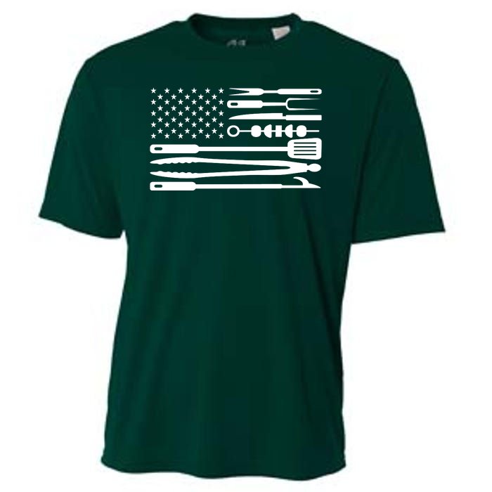 BBQ Tools American Flag Cooling Performance Crew T-Shirt