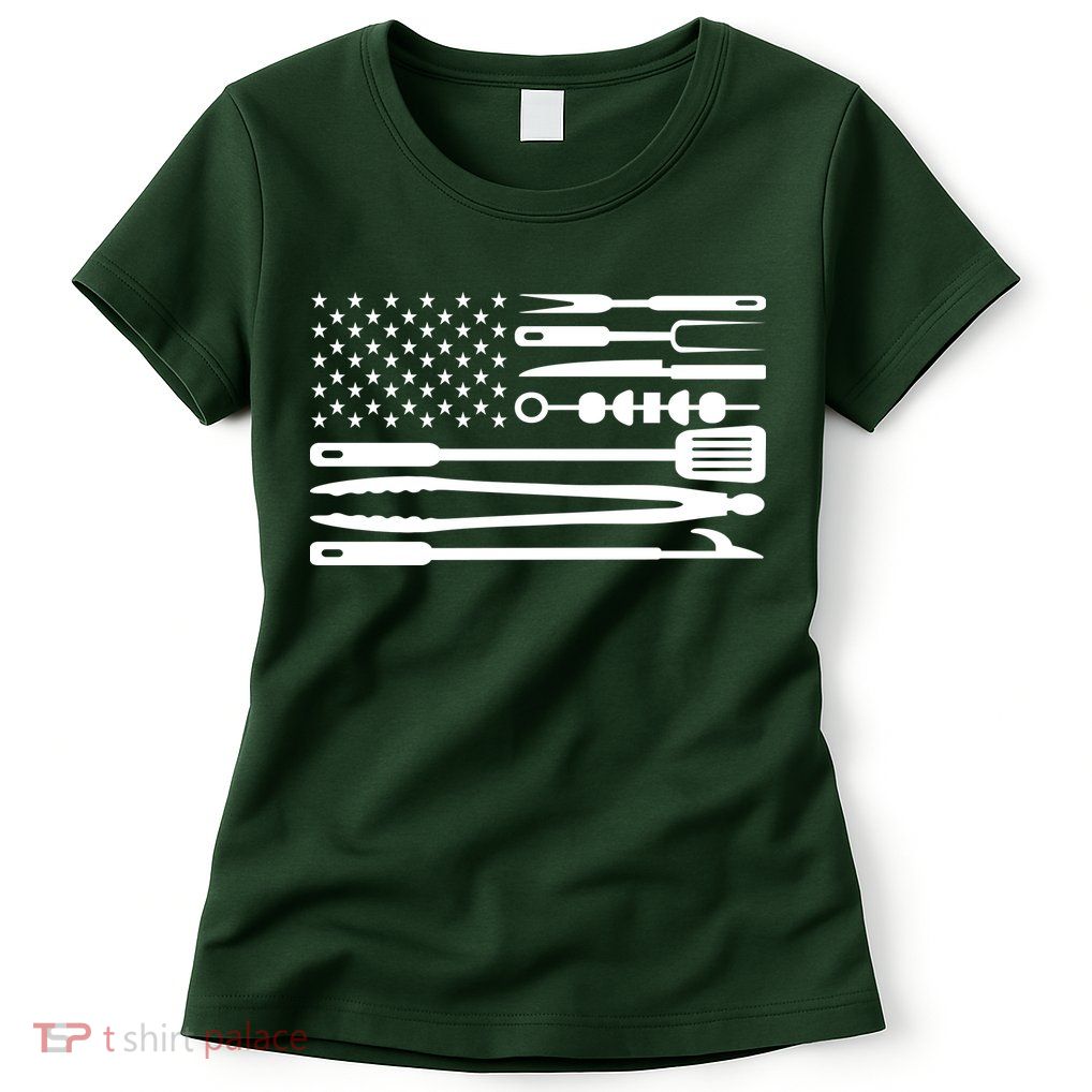 BBQ Tools American Flag Womens T-Shirt