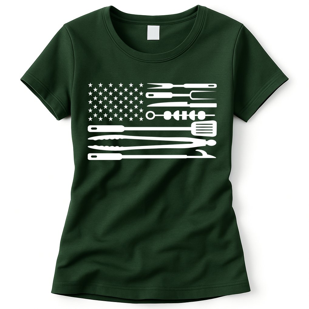 BBQ Tools American Flag Womens T-Shirt