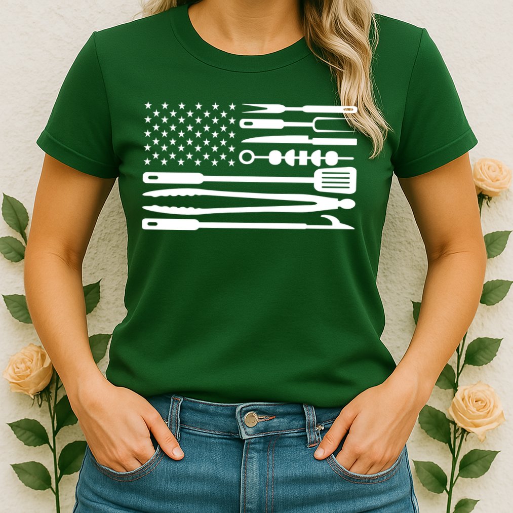 BBQ Tools American Flag Womens T-Shirt
