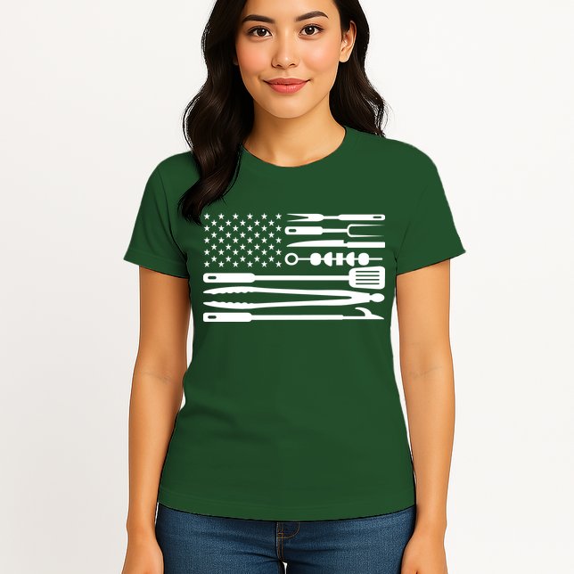 BBQ Tools American Flag Womens T-Shirt
