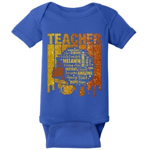 Black Teacher Afro Smart African American Love Melanin Gift Baby Bodysuit