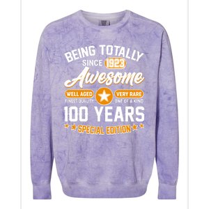 Being Totally Awesome Special Edition Since 1923 100 Years Birthday Colorblast Crewneck Sweatshirt