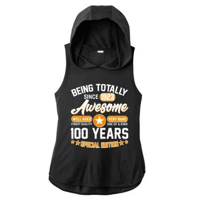 Being Totally Awesome Special Edition Since 1923 100 Years Birthday Ladies PosiCharge Tri-Blend Wicking Draft Hoodie Tank