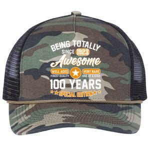 Being Totally Awesome Special Edition Since 1923 100 Years Birthday Retro Rope Trucker Hat Cap