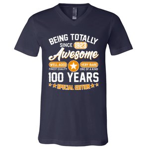 Being Totally Awesome Special Edition Since 1923 100 Years Birthday V-Neck T-Shirt