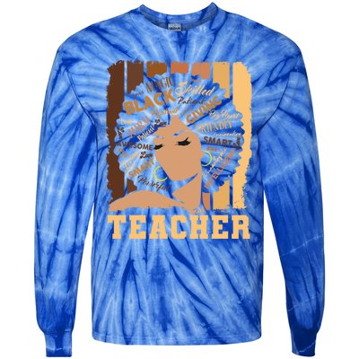 Black Teacher Afro Smart African American Love Melanin Gift Tie-Dye Long Sleeve Shirt