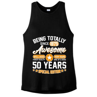 Being Totally Awesome Since 1975 50 Years Birthday Special Edition Ladies PosiCharge Tri-Blend Wicking Tank