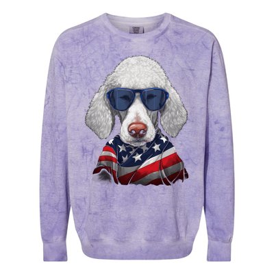 Bedlington Terrier American Flag USA Tee 4th July Gifts Tees Colorblast Crewneck Sweatshirt