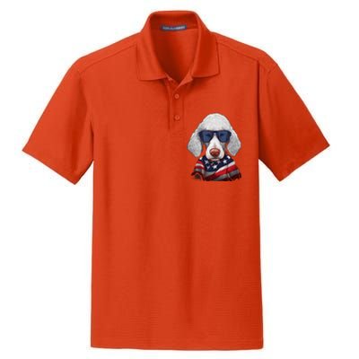 Bedlington Terrier American Flag USA Tee 4th July Gifts Tees Dry Zone Grid Polo