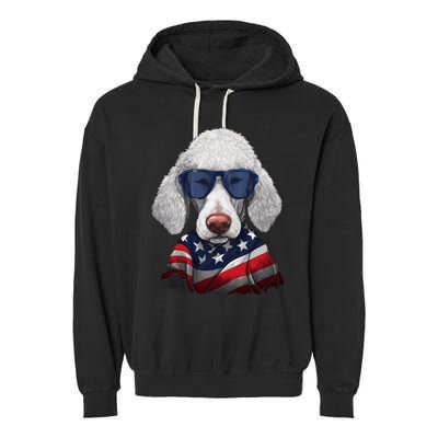 Bedlington Terrier American Flag USA Tee 4th July Gifts Tees Garment-Dyed Fleece Hoodie