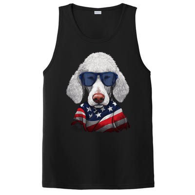 Bedlington Terrier American Flag USA Tee 4th July Gifts Tees PosiCharge Competitor Tank