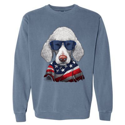 Bedlington Terrier American Flag USA Tee 4th July Gifts Tees Garment-Dyed Sweatshirt