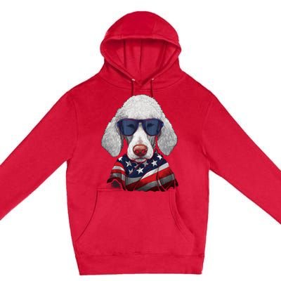 Bedlington Terrier American Flag USA Tee 4th July Gifts Tees Premium Pullover Hoodie