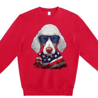 Bedlington Terrier American Flag USA Tee 4th July Gifts Tees Premium Crewneck Sweatshirt