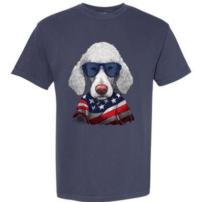 Bedlington Terrier American Flag USA Tee 4th July Gifts Tees Garment-Dyed Heavyweight T-Shirt