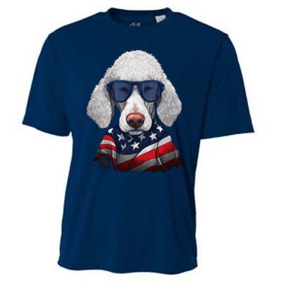 Bedlington Terrier American Flag USA Tee 4th July Gifts Tees Cooling Performance Crew T-Shirt