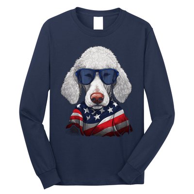 Bedlington Terrier American Flag USA Tee 4th July Gifts Tees Long Sleeve Shirt