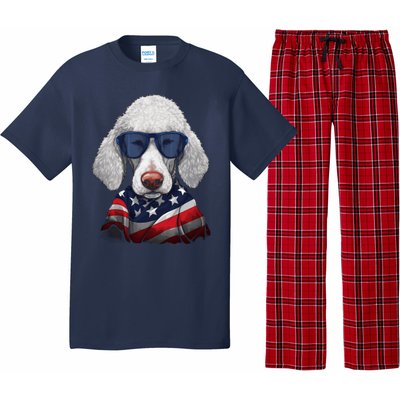 Bedlington Terrier American Flag USA Tee 4th July Gifts Tees Pajama Set