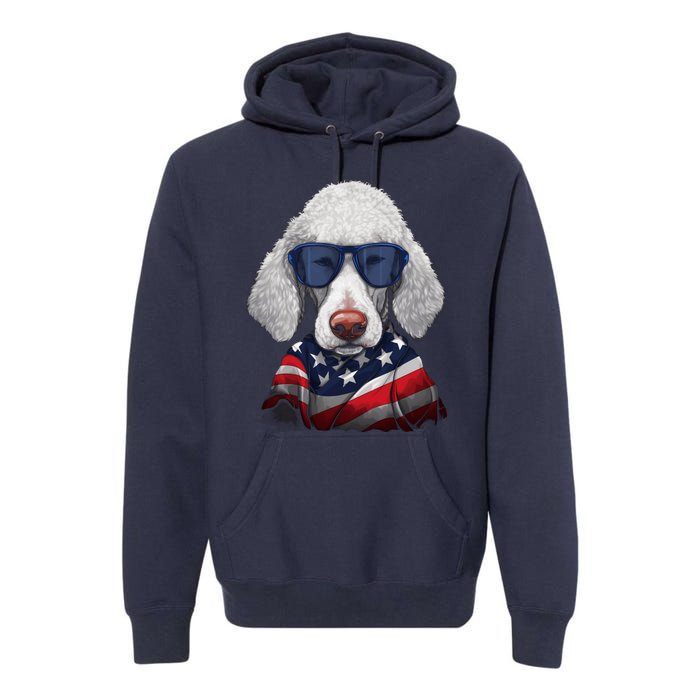 Bedlington Terrier American Flag USA Tee 4th July Gifts Tees Premium Hoodie