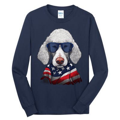 Bedlington Terrier American Flag USA Tee 4th July Gifts Tees Tall Long Sleeve T-Shirt