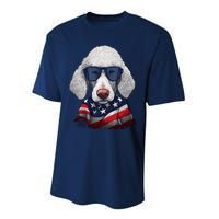 Bedlington Terrier American Flag USA Tee 4th July Gifts Tees Performance Sprint T-Shirt