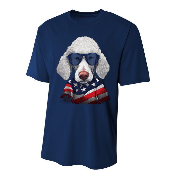 Bedlington Terrier American Flag USA Tee 4th July Gifts Tees Performance Sprint T-Shirt