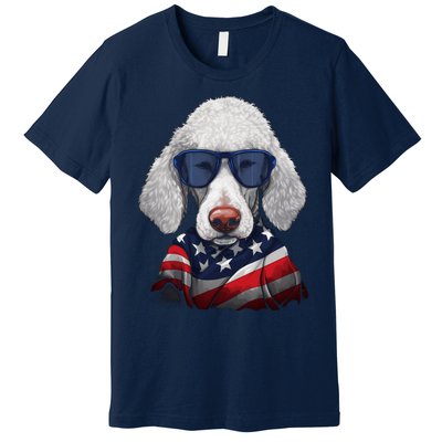 Bedlington Terrier American Flag USA Tee 4th July Gifts Tees Premium T-Shirt