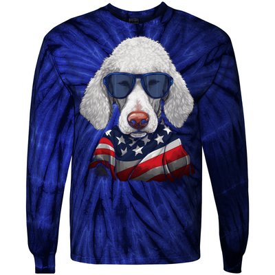 Bedlington Terrier American Flag USA Tee 4th July Gifts Tees Tie-Dye Long Sleeve Shirt