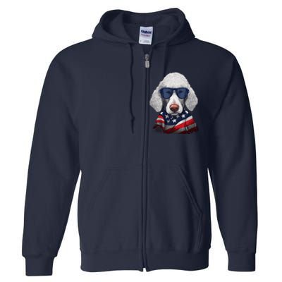 Bedlington Terrier American Flag USA Tee 4th July Gifts Tees Full Zip Hoodie