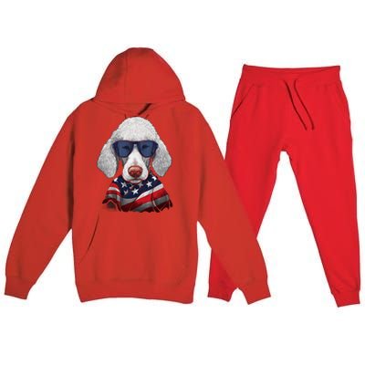 Bedlington Terrier American Flag USA Tee 4th July Gifts Tees Premium Hooded Sweatsuit Set