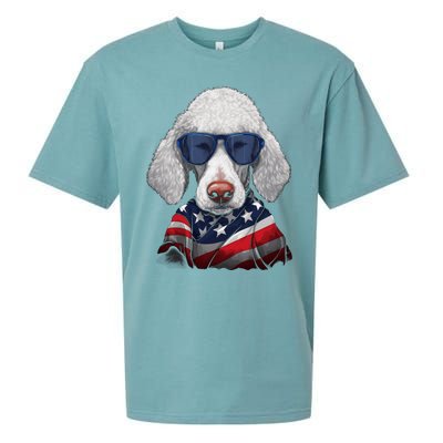 Bedlington Terrier American Flag USA Tee 4th July Gifts Tees Sueded Cloud Jersey T-Shirt