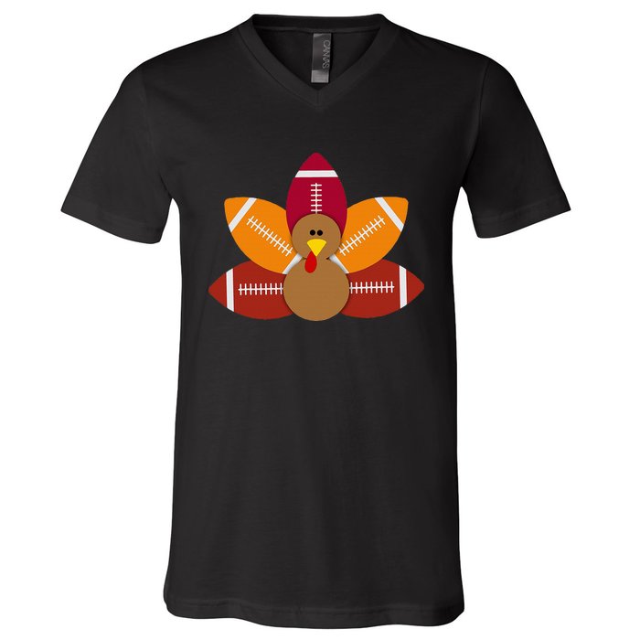 Baby Turkey And Football Balls Sport Lovers V-Neck T-Shirt