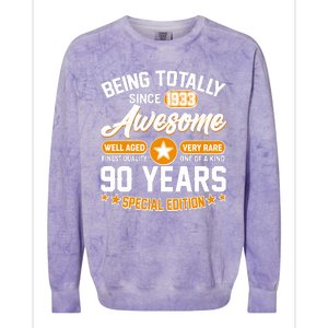 Being Totally Awesome Special Edition Since 1933 90 Years Birthday Colorblast Crewneck Sweatshirt