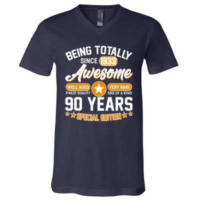 Being Totally Awesome Special Edition Since 1933 90 Years Birthday V-Neck T-Shirt