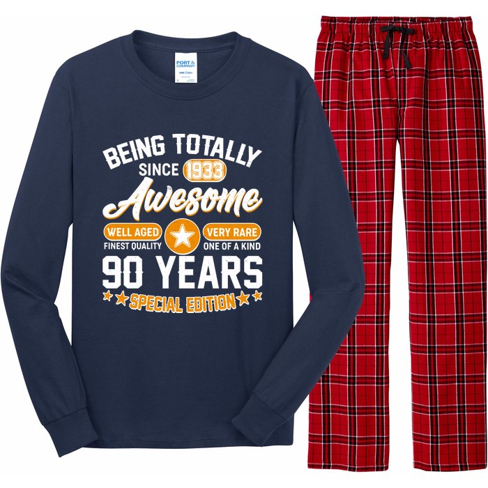 Being Totally Awesome Special Edition Since 1933 90 Years Birthday Long Sleeve Pajama Set