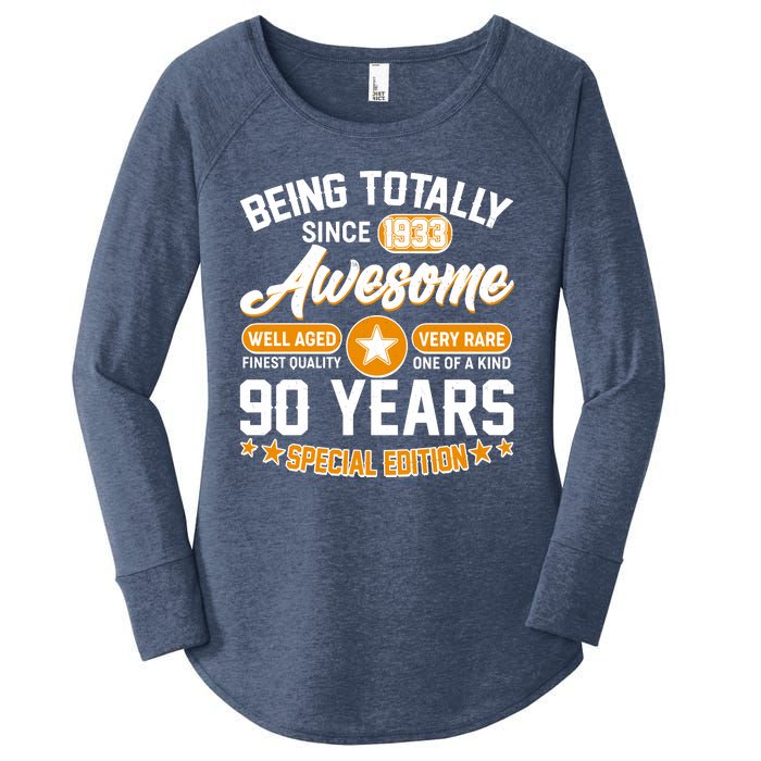 Being Totally Awesome Special Edition Since 1933 90 Years Birthday Women's Perfect Tri Tunic Long Sleeve Shirt