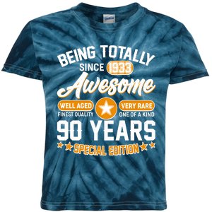 Being Totally Awesome Special Edition Since 1933 90 Years Birthday Kids Tie-Dye T-Shirt