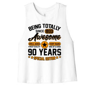 Being Totally Awesome Special Edition Since 1933 90 Years Birthday Women's Racerback Cropped Tank