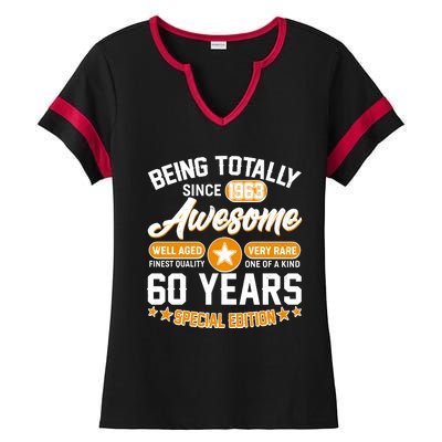 Being Totally Awesome Special Edition Since 1963 60 Years Birthday Ladies Halftime Notch Neck Tee