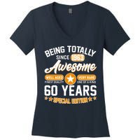 Being Totally Awesome Special Edition Since 1963 60 Years Birthday Women's V-Neck T-Shirt