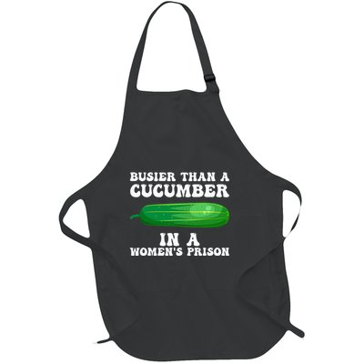 Busier Than A Cucumber In A Prison Funny Design Full-Length Apron With Pockets
