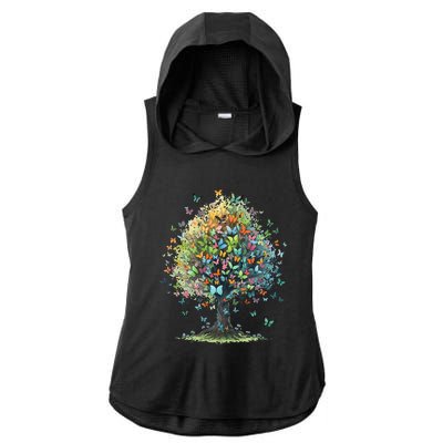 Butterfly Tree Aesthetics Butterflies Beautiful Aesthetics Ladies PosiCharge Tri-Blend Wicking Draft Hoodie Tank