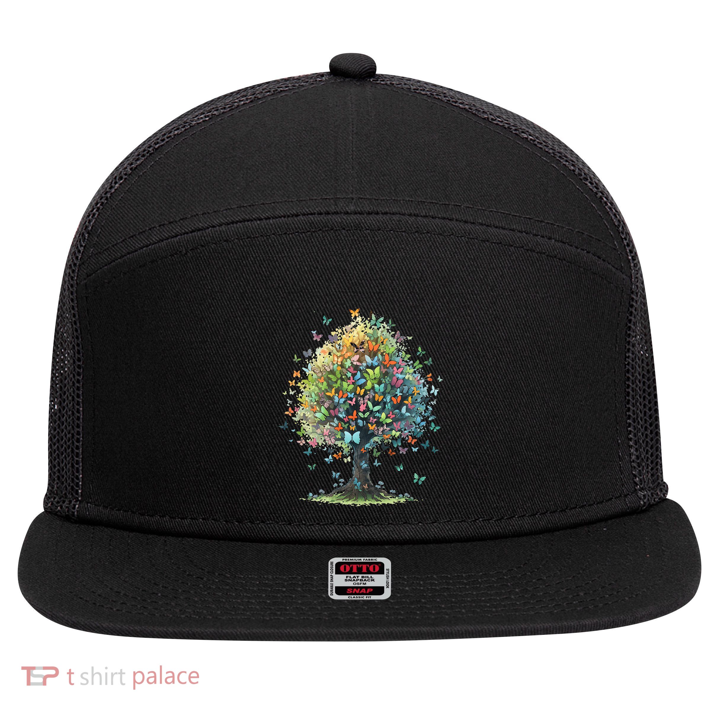 Butterfly Tree Aesthetics Butterflies Beautiful Aesthetics 7 Panel Mesh Trucker Snapback Hat