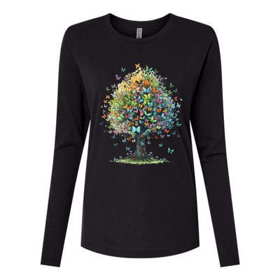 Butterfly Tree Aesthetics Butterflies Beautiful Aesthetics Womens Cotton Relaxed Long Sleeve T-Shirt