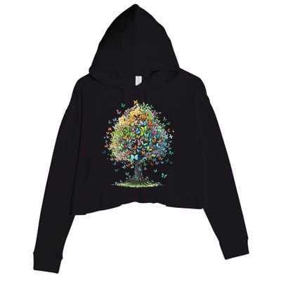 Butterfly Tree Aesthetics Butterflies Beautiful Aesthetics Crop Fleece Hoodie