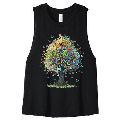 Butterfly Tree Aesthetics Butterflies Beautiful Aesthetics Women's Racerback Cropped Tank