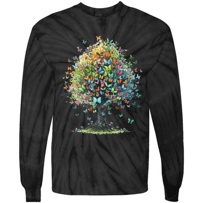 Butterfly Tree Aesthetics Butterflies Beautiful Aesthetics Tie-Dye Long Sleeve Shirt